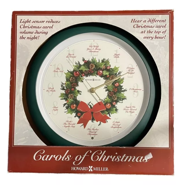 Howard Miller Carols of Christmas Wall Clock 13” Musical Vintage