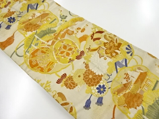 5147575: Japanese Kimono / Antique Nagoya Obi / Woven Musical Instruments