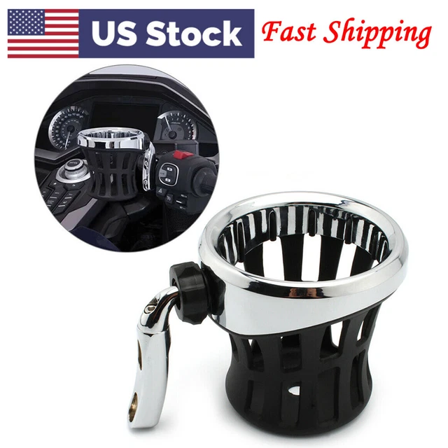 Motorcycle Handlebar Cup Holder Drink W/ Mesh Basket Mount For Harley Universal