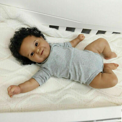 24" AFRICA Bambola Baby Reborn realistica neonato nero pelle ciccione regali bambola giocattolo