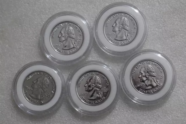 🧭 🇺🇸 Usa Franklin Mint Set Quarters Silver Plated In Box + Coa B49 #5 Rox 3