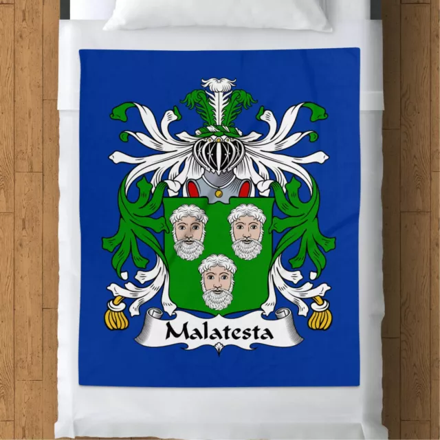 Malatesta Italian Crest Blanket, Colorful Cozy Fleece Throw with Heraldic Design