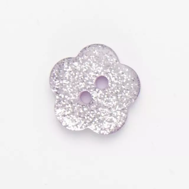 10 x Glitter Flower Buttons 6 colours in 4 Sizes 2