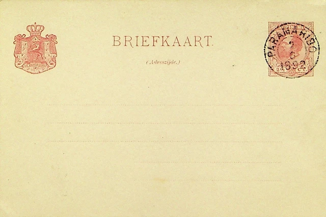 Suriname 1892 2½ C King William III Postal Karte Mit Paramaribo Stempel