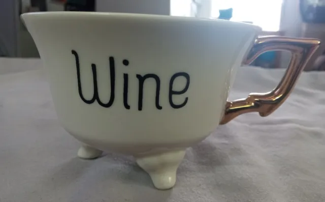 Wine Glass Footed Gold Handle Tea Cup