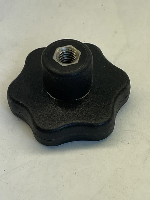 1 Clamping Knob 2” Plastic Six Pointed  Head Female 3/8-16 Black (23D27)
