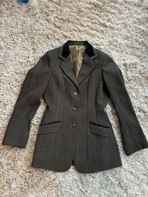 Veste D'équitation Shires Huntingdon Tweed Marron à Carreaux - Femme Taille 40 UK 14