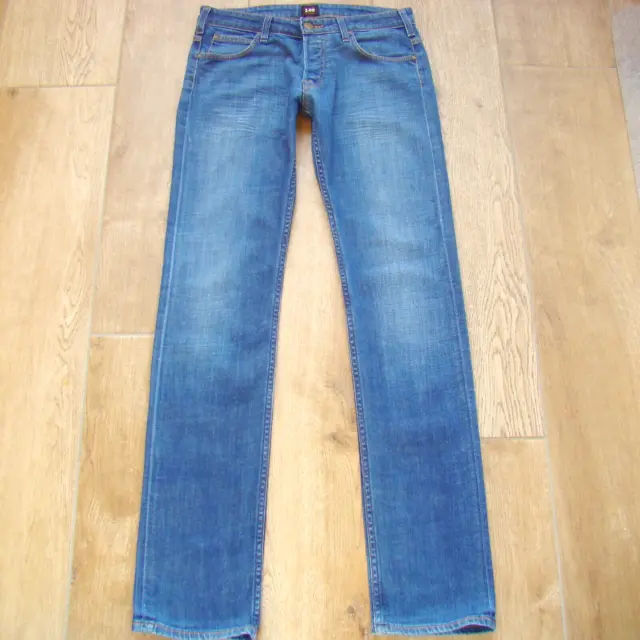 LEE Powell Straight W32 L34 Herrenjeans blau Knöpfe Stretch Denim Jeans 32/34