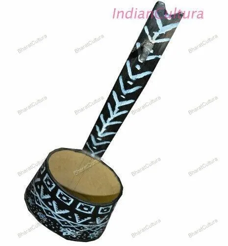 En Bois One-String Canjo Apang Banjo Instrument Main Peint Traditionnel Tribal
