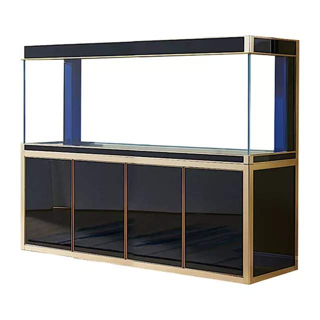 230 Gallon Fish Tank Premium Tempered Transparent Glass Black with Gold Trim