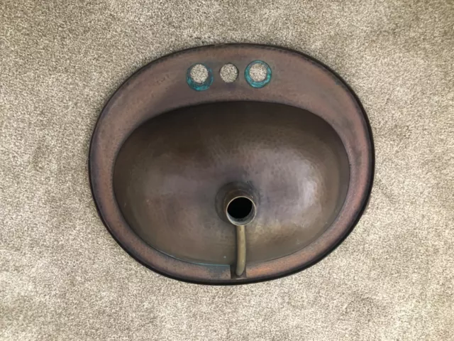 SINKOLOGY Bathroom Sink Drop-In Handmade Copper Rust Resistant 4 in Faucet Holes