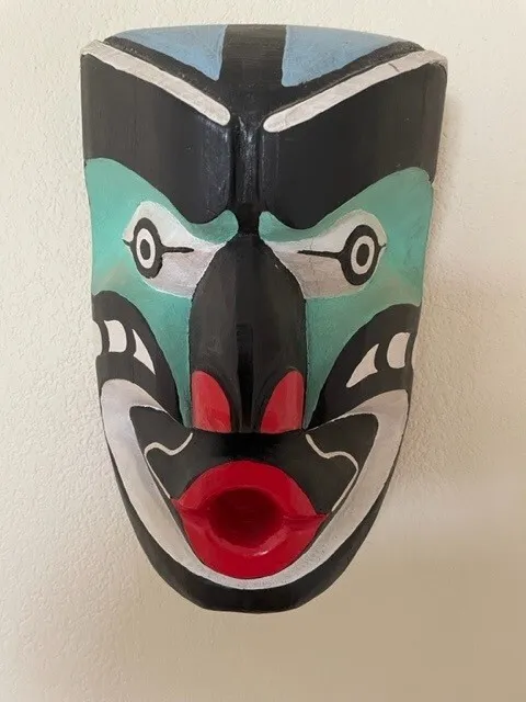 Pacific Northwest, Hand Carved, and Hand Painted Cedar Wood Mask by CW BOVARD, 