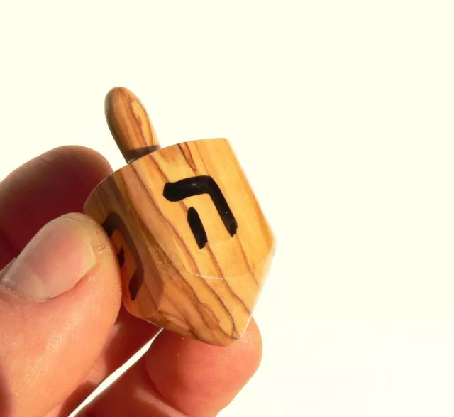 2" Olive Wood Hanukkah Dreidel Made in Israel, Spinning Top Sevivon Game Judaica