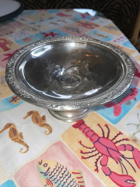Antique Frank Whiting Sterling Silver Small Footed Floral Compote 1199