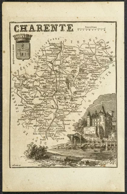 1865 - Département de la Charente et du Cantal - Carte géographique ancienne