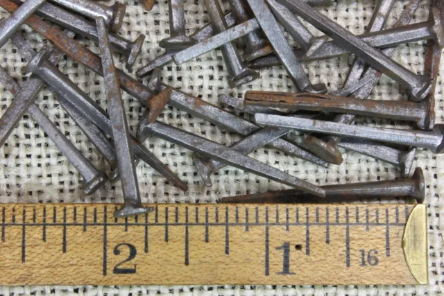1 1/4” OLD Square NAILS 1/4” Head 50 REAL 1850’s vintage rustic patina BRADS