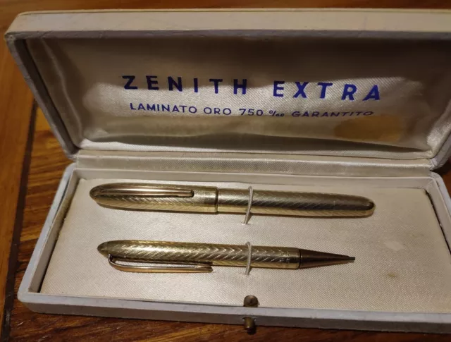 Zenith Penna Stilografica + Portamina  Laminata  Oro 750 + Box Fountain Pen