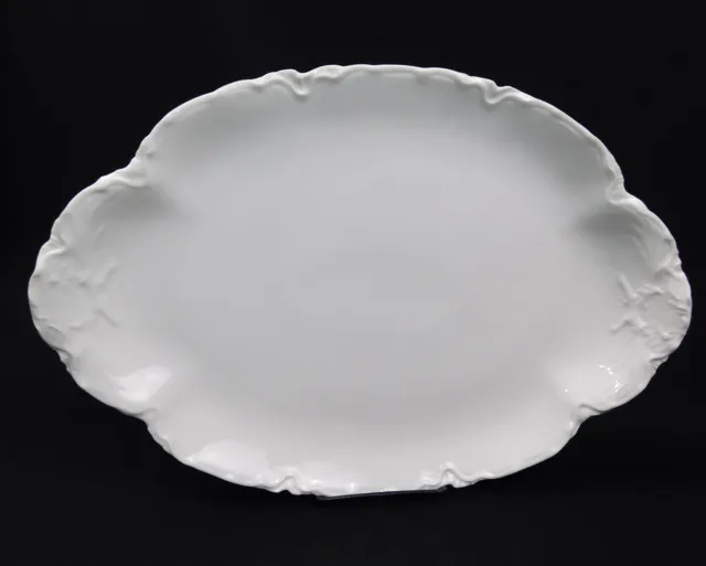 Haviland Limoges France White Oval Platter Scalloped Edge RANSON 14" x 10"