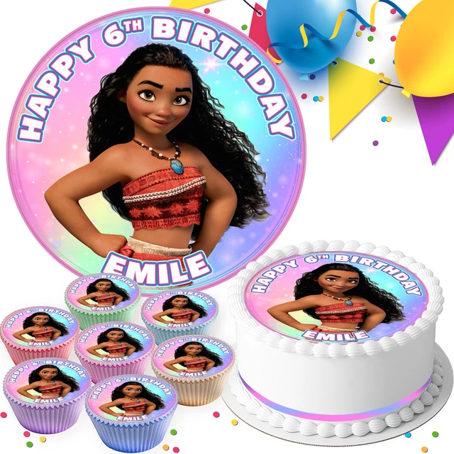 MOANA BIRTHDAY PARTY Personalised Edible Cake Topper & Cupcake Toppers