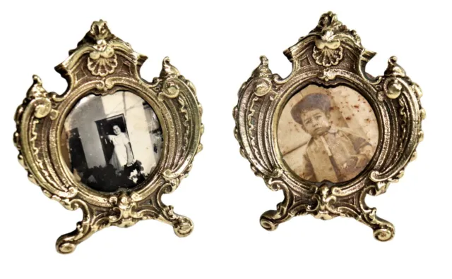 Two Victorian Picture Frame Antique Photo Portrait French Painting 1930s