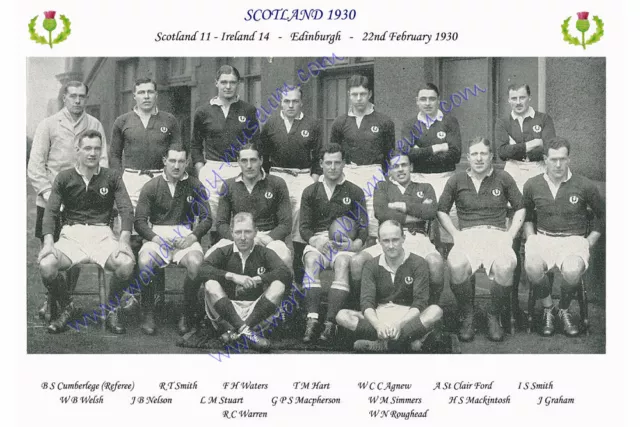 SCOTLAND 1930 (v Ireland, 22nd February) RUGBY TEAM PHOTOGRAPH