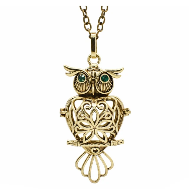 Pendentif Chouette En Nacre - Argenté - Occasion Très Bon état - Bijou Vintage