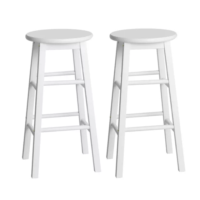 Artiss 2 x Wooden Bar Stools Stool Dining Chairs Wooden Backless Wood White