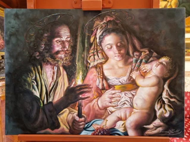 Sacra famiglia - dipinto originale olio su tela - 50 x 70 cm - Febbraio 2022