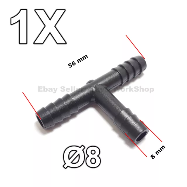 1X 8 mm Nylon Black Tee Connector