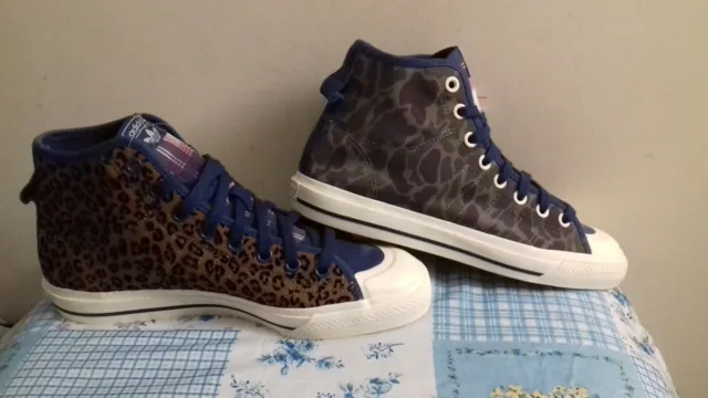 Adidas Originals Nizza Hi top scarpe da ginnastica mimetiche / leopardo UK 8,5 EU 42,4 *NUOVE