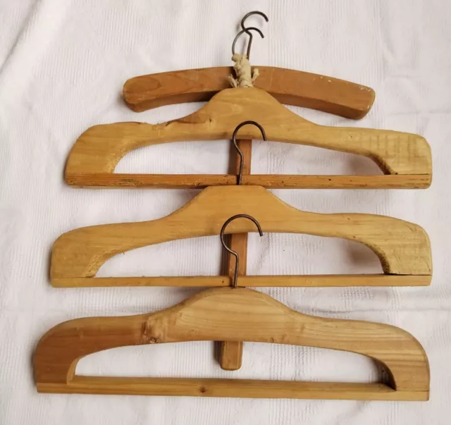 🔴 4 Attaccapanni Grucce Stampelle In Legno Anni 60 Vintage