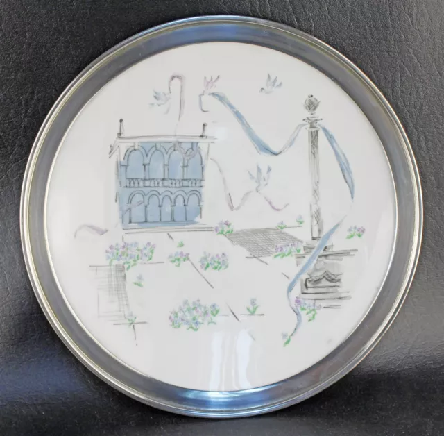 Rosenthal Germany Raymond Loewy Plaza Sterling Silver Rimmed Cake Plate 11 3/4" Rosenthal Germany Raymond Loewy Plaza Sterling Silver Rimmed Cake Plate 11 3/4"