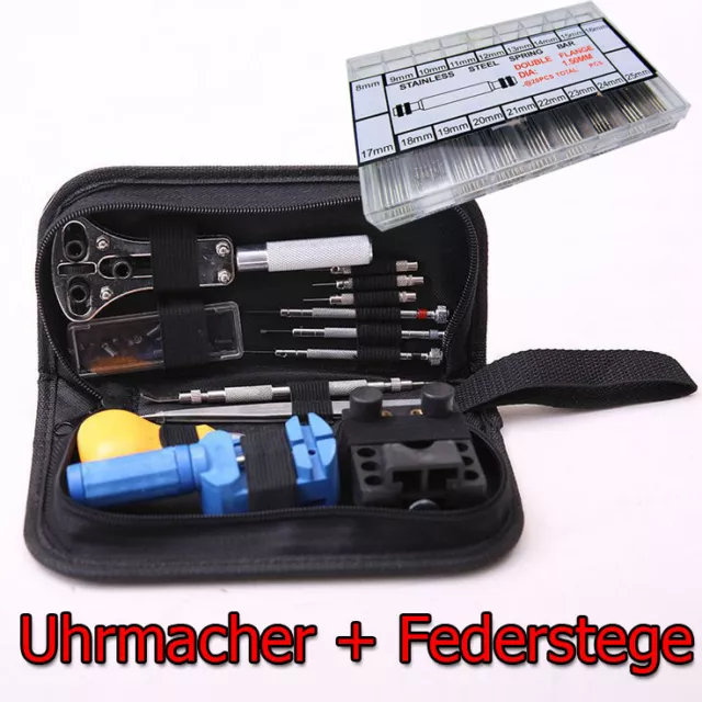 Uhr Uhrmacher Werkzeugsatz Werkzeug + Federstege Reparatur Watch Set