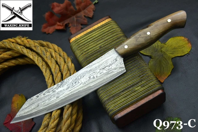 Custom San Mai Damascus Steel Chef Knife Handmade Walnut Handle (Q973-C)