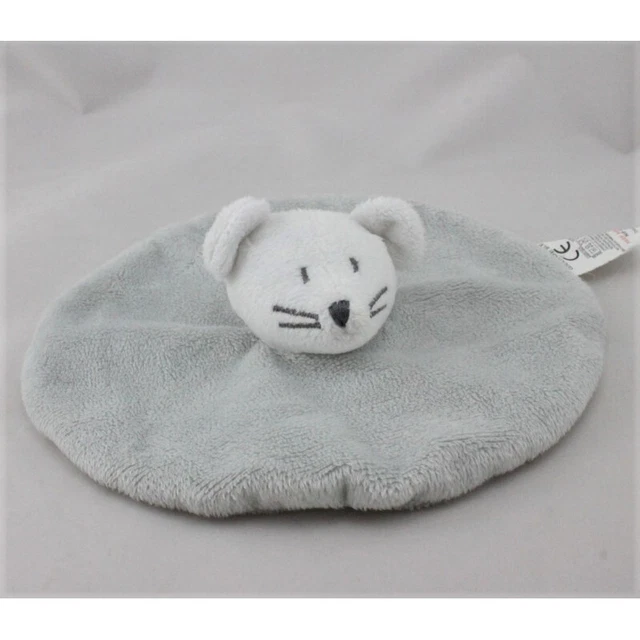 Doudou plat rond souris grise GRAIN DE BLE - 21136