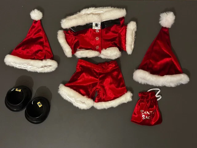 Build A Bear Santa Outfit With Sack, Boots And Hat - Christmas