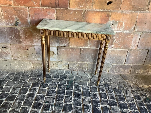 Antique French Console Table / Hall Table With Marble Top