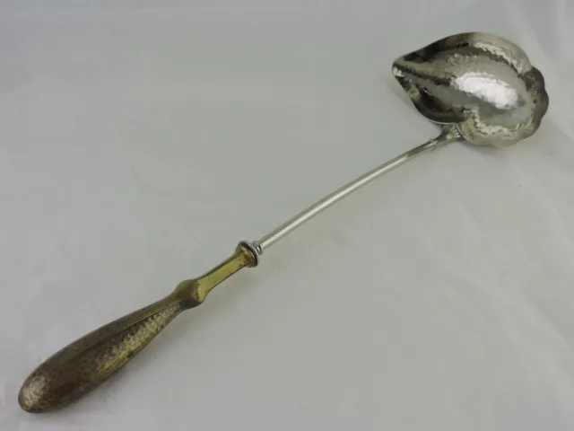 Vintage Alpaca Silver Ladle Hand Chased Brass Handle 14 1/2" Long Rare