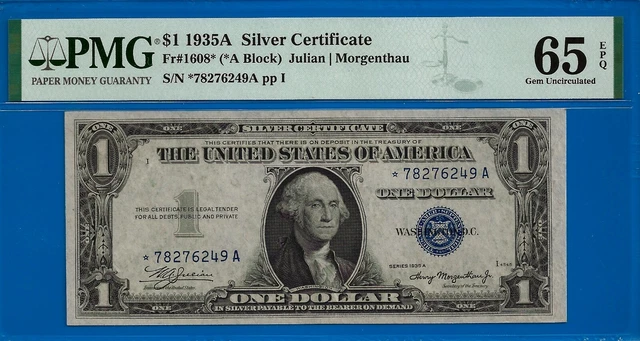 Highly Wanted ✅ 1935-A $1 S/C (( STAR 🔴 FR-1608* ➡️ PMG 65EPQ ⬅️)) *78276249A