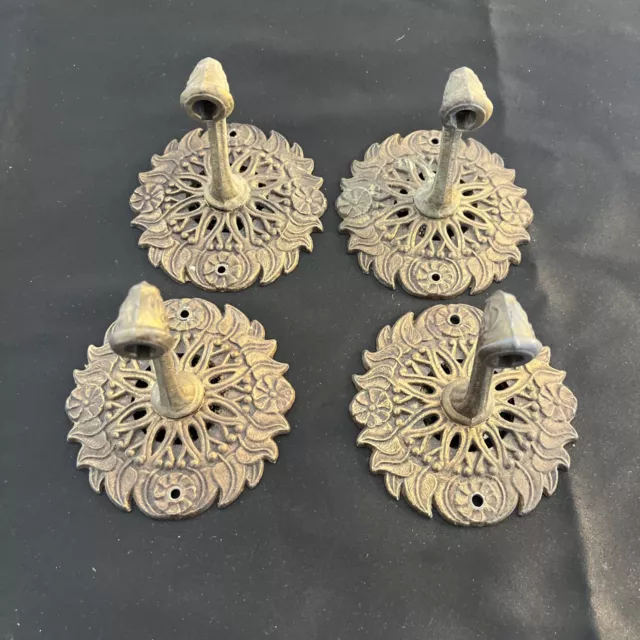 4 Vintage Dec-o-bath 1969 Towel Bar Holders, Mid Century Flowers Leaves Unused