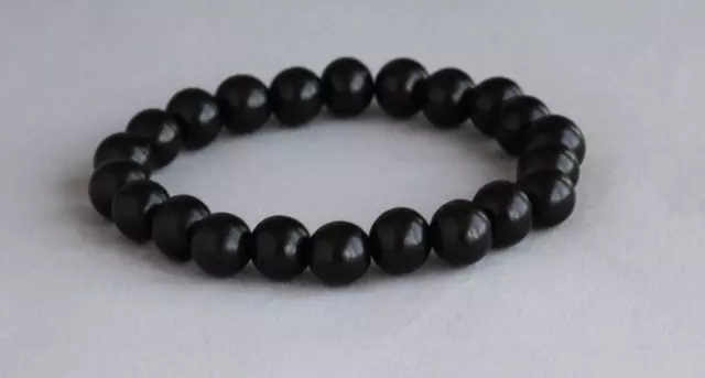 Tiger Ebony Wood 10Mm Rounds Bracelet 7.25" ~ 18.5Cm