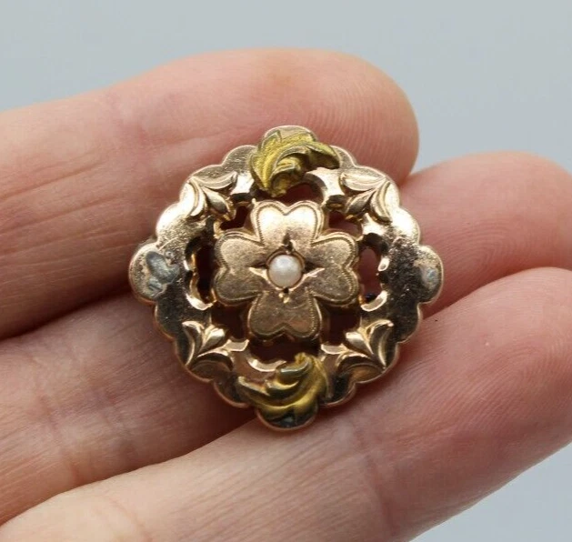 Broche Vintage ART NOUVEAU En Plaqué Or - Diamètre 25 Mm - Occasion