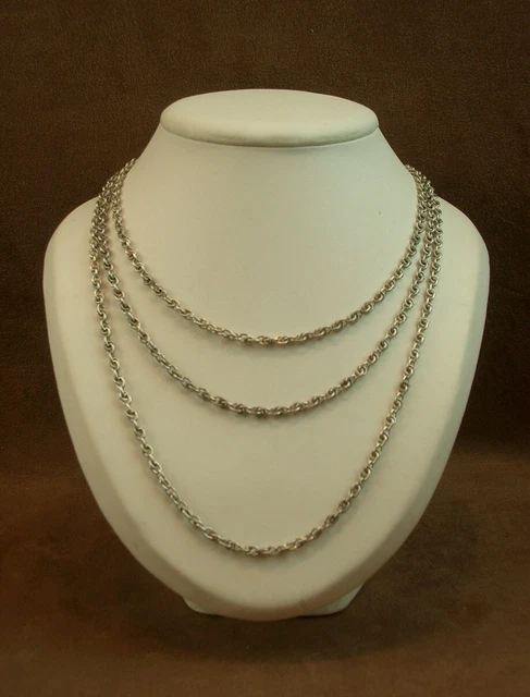 Collier Ancien Drapé En Argent Massif - Style Art Déco / Moderniste - Bijou Occasion