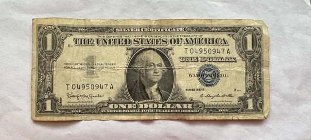1957 Silver Certificate Rare Dollar Bill Blue Seal Old US Bill $1 Money Series B