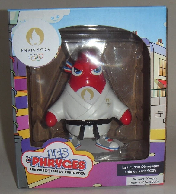 Kimono Judo Enfant MASCOTTE OFFICIELLE DES JO Paris 2024 Mini Phryge à Porte Clé, 15cm Décoration Oeil Bleu