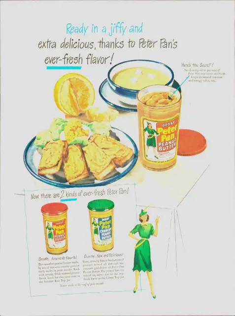 1949 PETER PAN Peanut Butter vintage art PRINT AD sandwich lunch snack nutrition