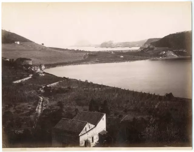 Italie, Pouzzoles, Lago di Lucrino Vintage albumen print   Tirage albuminé