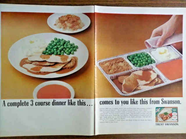 1966 Swanson TV Dinner Ad Complete 3 Course Dinner