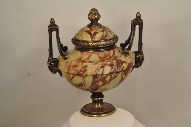 Vase Encrier Ancien Marbre Bronze Grand Tour Inkwell Marble