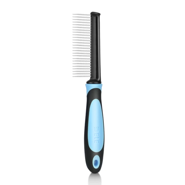 Pet Comb Dog Cat Hair Brush Grooming Tool with Fine Steel Tooth Soft Grip